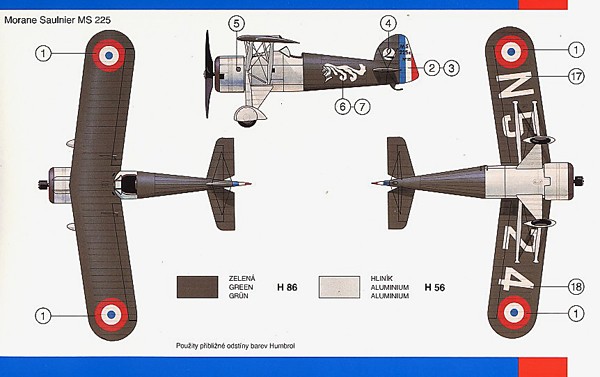 Morane saulnier MS 225 (Směr 1:72) 