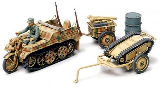 Kettenkraftrad w-Cart+Goliath (Tamiya 1:48) 