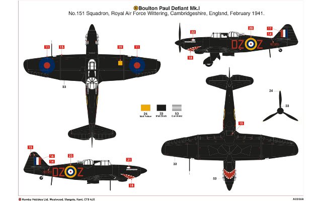 Boulton Paul Defiant (Airfix 1:72) - nová forma 
