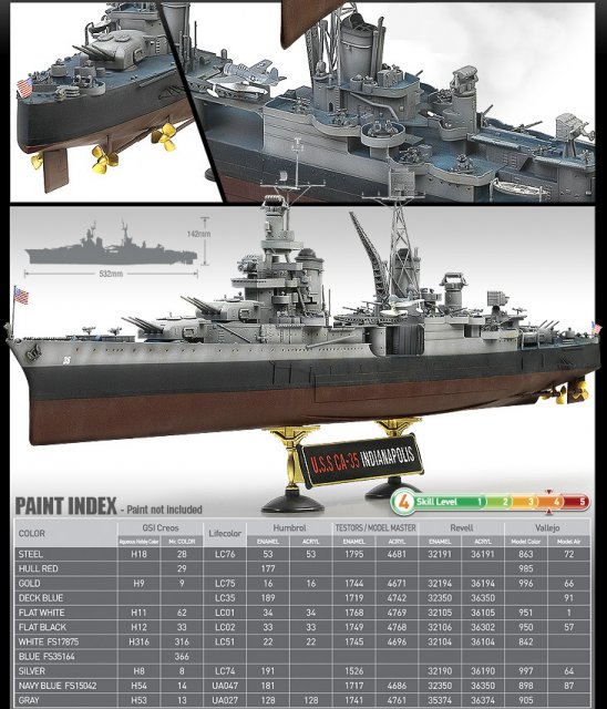 USS CA-35 Indianapolis (Academy 1:350) 