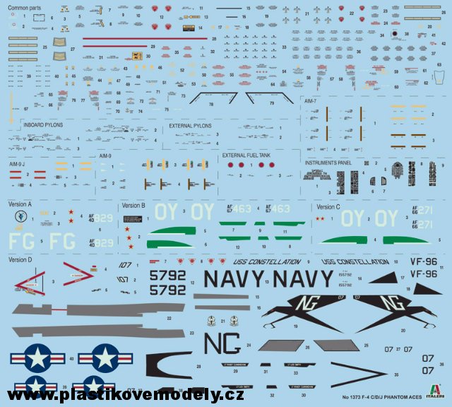 Letadlo F-4 C-D-J PHANTOM II ACES USAF-US Navy Vietnam ACES (Italeri 1:72) 
