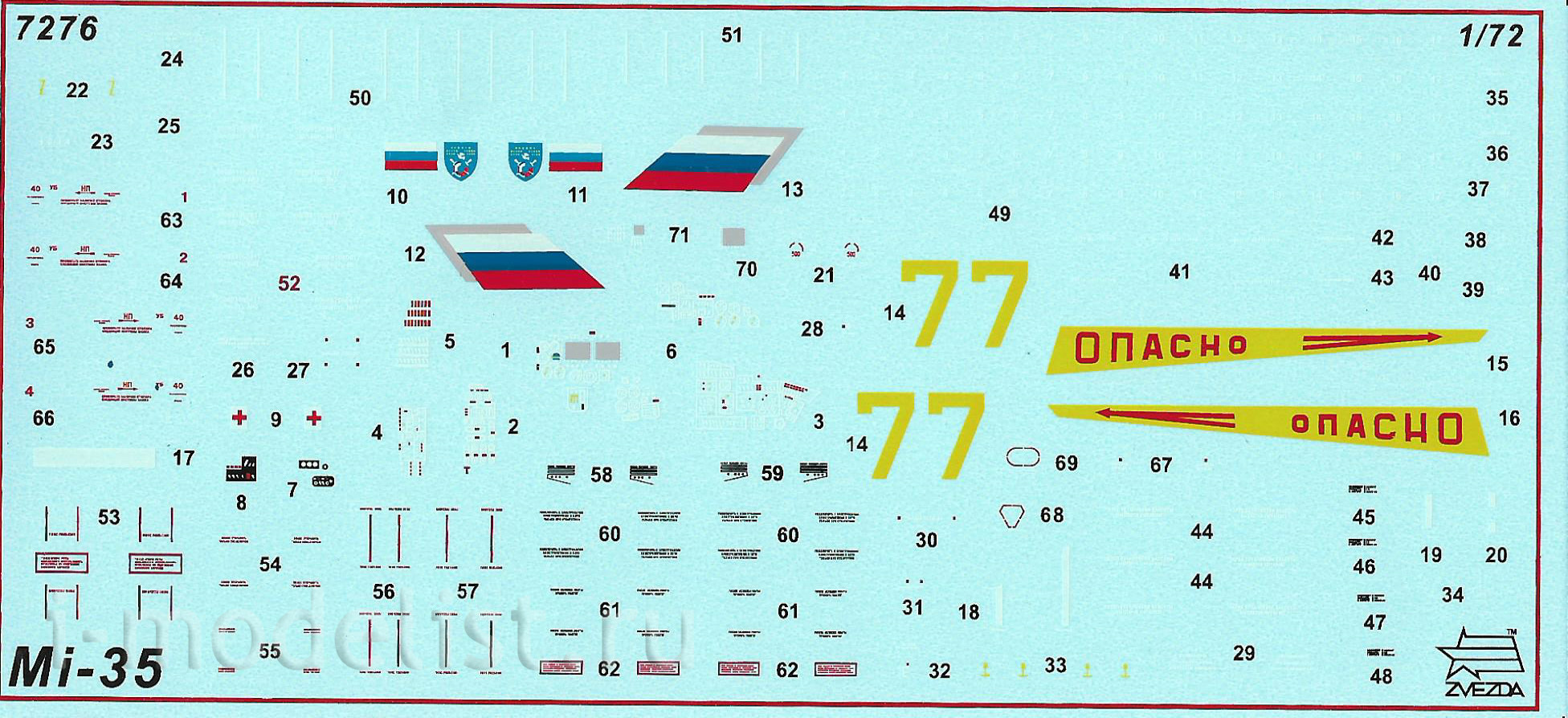Vrtulník Mil MI-35M HIND E (Zvezda 1:72)